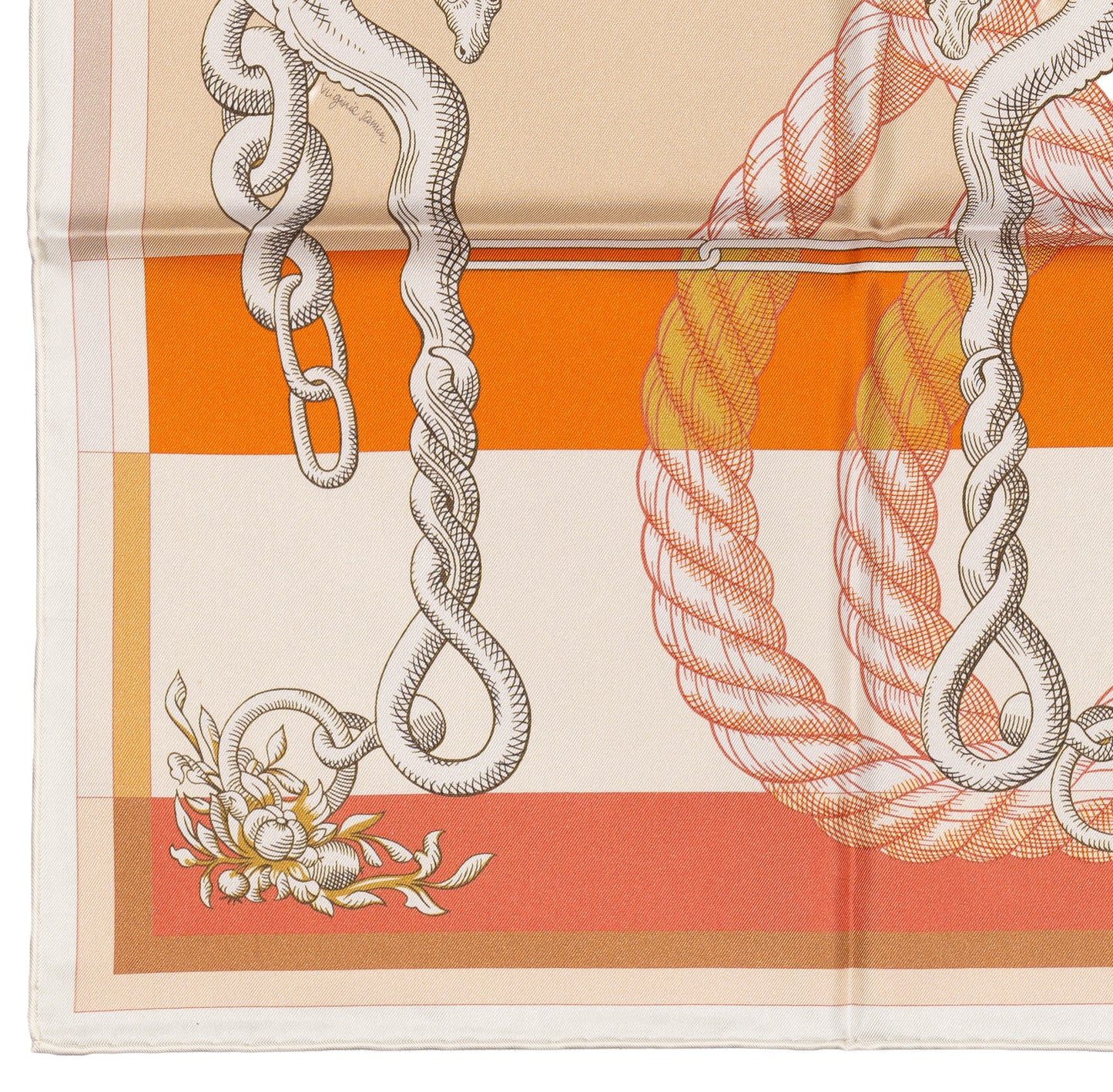 Hermes Silk Scarf Della Cavalleria Double Face - Blanc Orange Rose - NWST - 2604131909