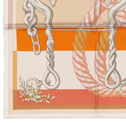 Hermes Silk Scarf Della Cavalleria Double Face - Blanc Orange Rose - NWST - 2604131909