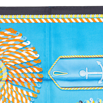 Hermes Scarf 90 Epaulettes de Gala - Double Face - Marine Bleu Azure - New - 2511041820