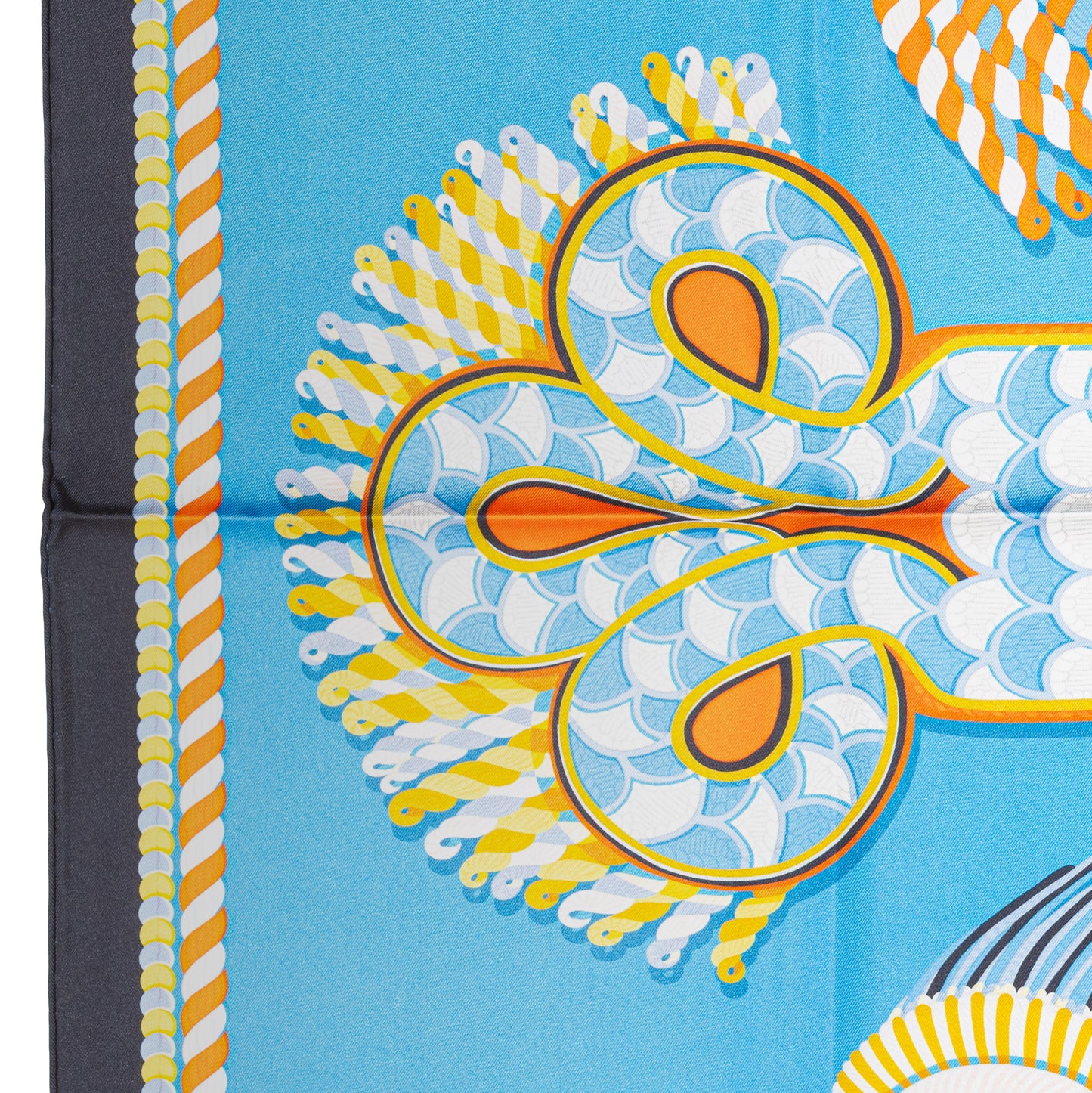 Hermes Scarf 90 Epaulettes de Gala - Double Face - Marine Bleu Azure - New - 2511041820