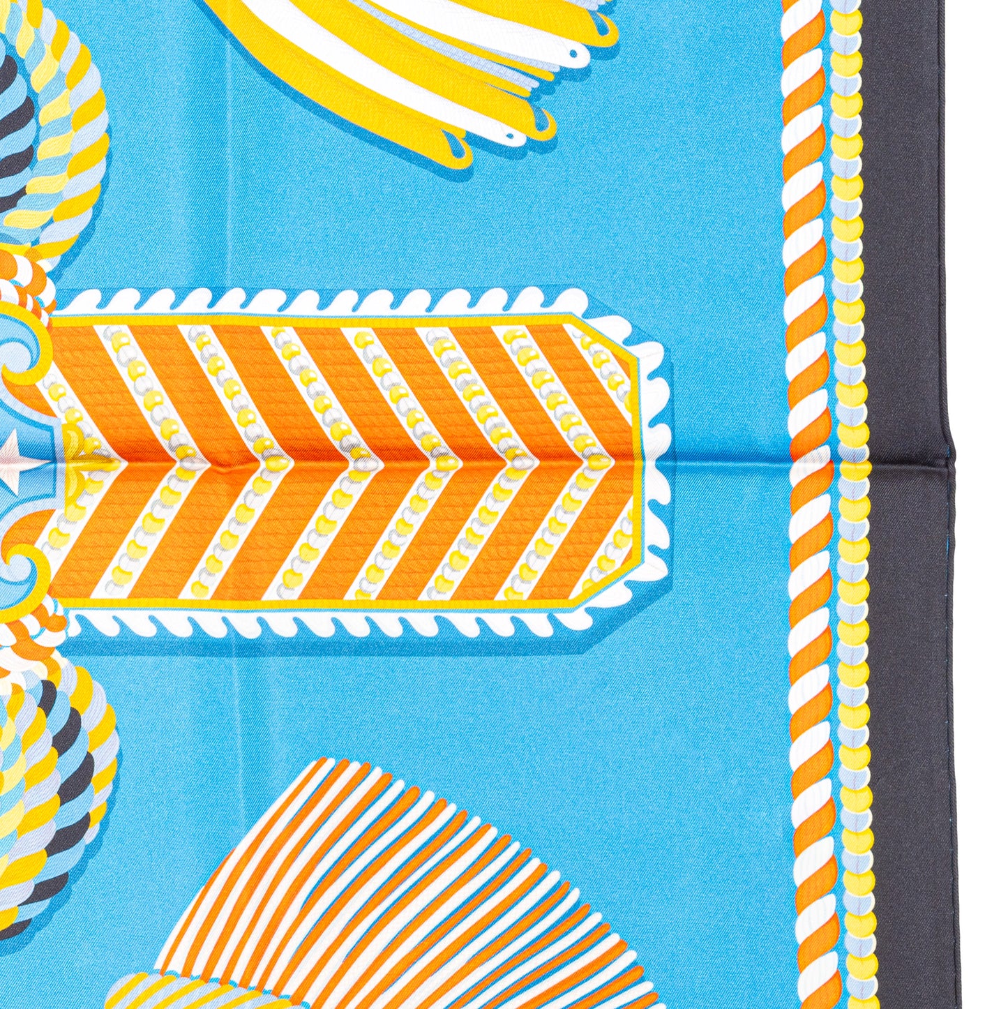 Hermes Scarf 90 Epaulettes de Gala - Double Face - Marine Bleu Azure - New - 2511041820