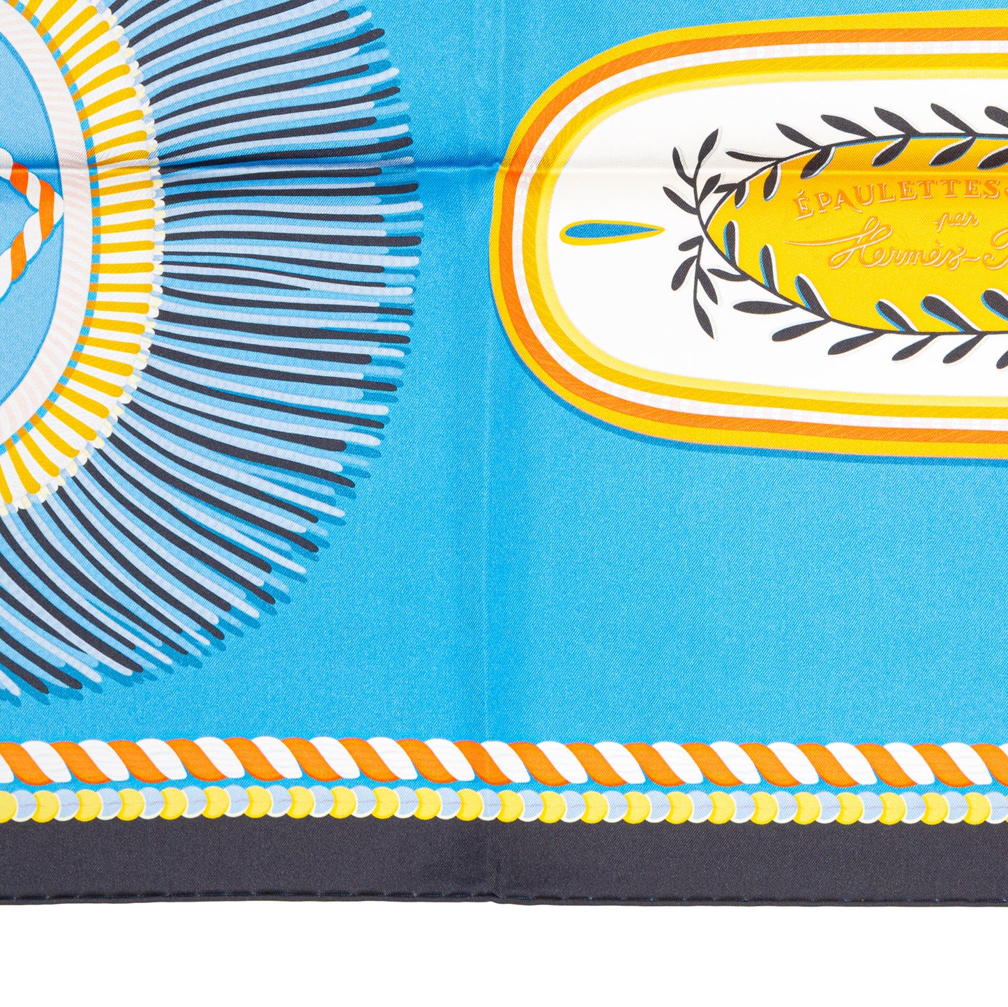 Hermes Scarf 90 Epaulettes de Gala - Double Face - Marine Bleu Azure - New - 2511041820