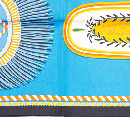 Hermes Scarf 90 Epaulettes de Gala - Double Face - Marine Bleu Azure - New - 2511041820