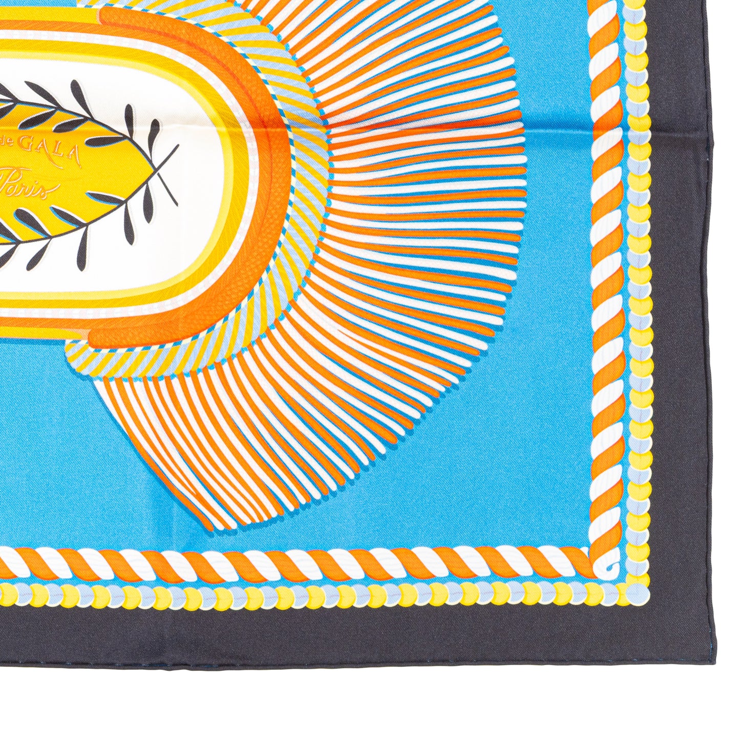 Hermes Scarf 90 Epaulettes de Gala - Double Face - Marine Bleu Azure - New - 2511041820