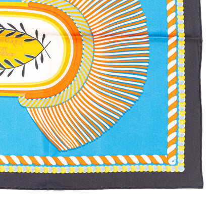 Hermes Scarf 90 Epaulettes de Gala - Double Face - Marine Bleu Azure - New - 2511041820