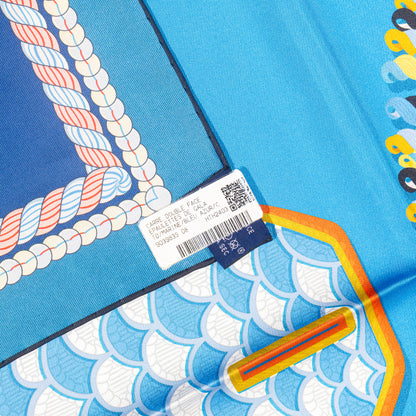 Hermes Scarf 90 Epaulettes de Gala - Double Face - Marine Bleu Azure - New - 2511041820