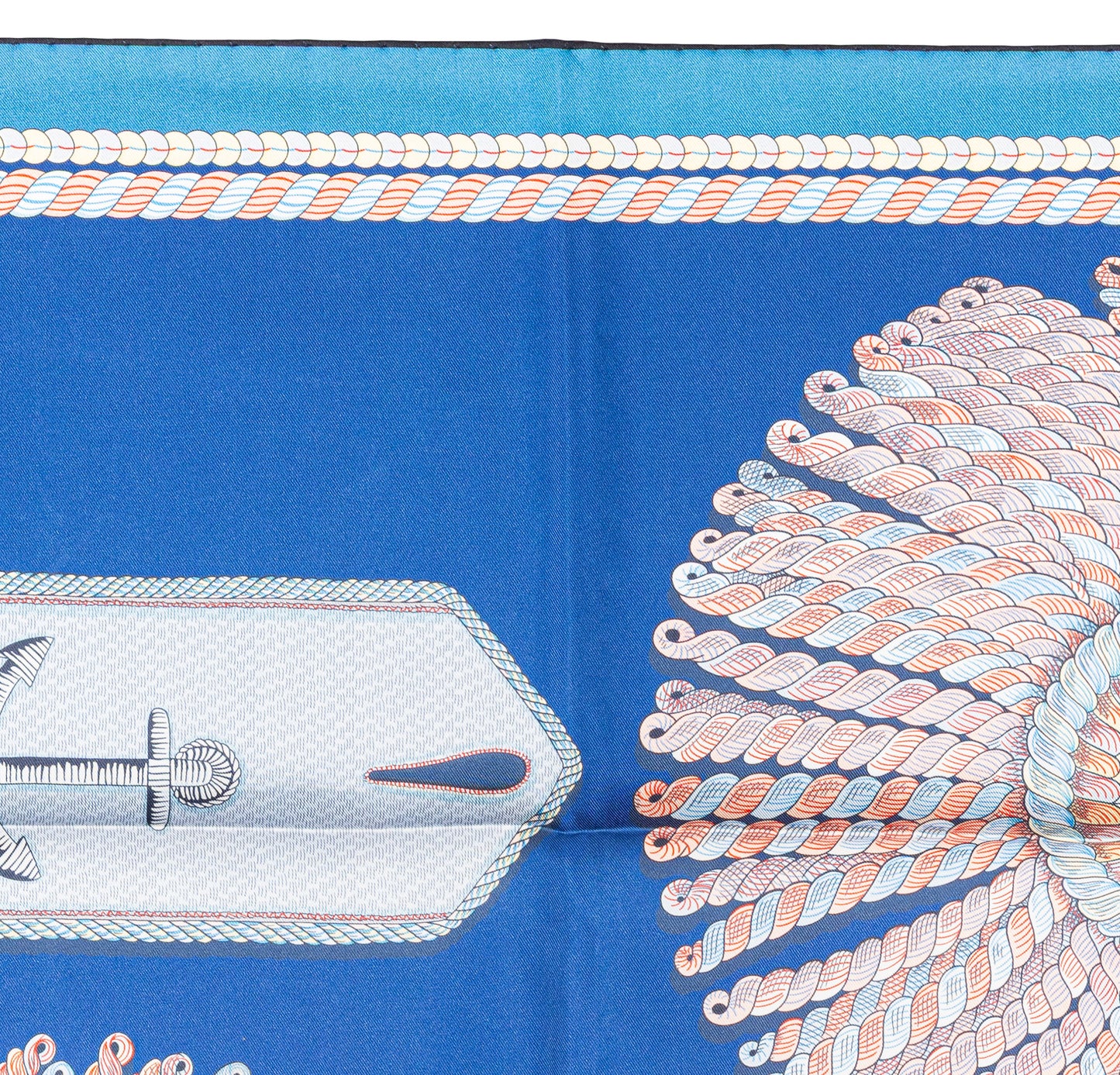 Hermes Scarf 90 Epaulettes de Gala - Double Face - Marine Bleu Azure - New - 2511041820