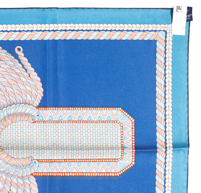 Hermes Scarf 90 Epaulettes de Gala - Double Face - Marine Bleu Azure - New - 2511041820