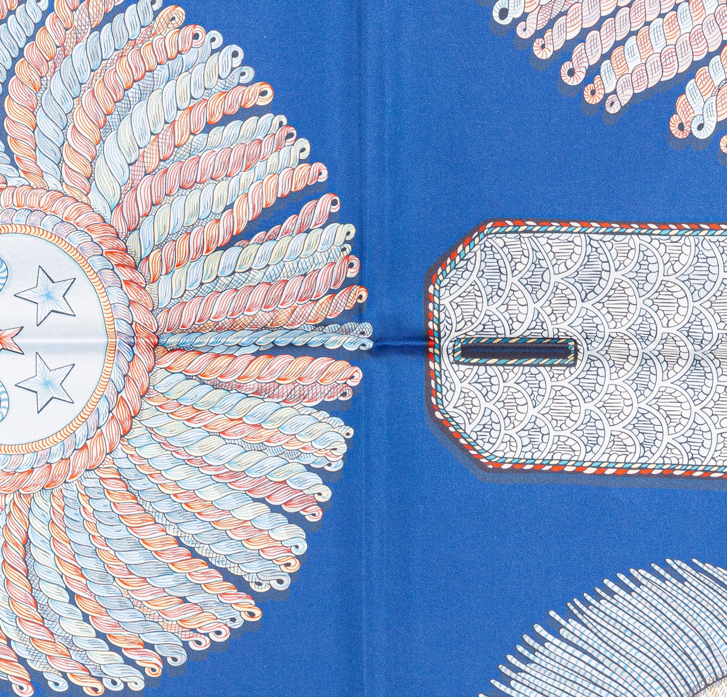 Hermes Scarf 90 Epaulettes de Gala - Double Face - Marine Bleu Azure - New - 2511041820