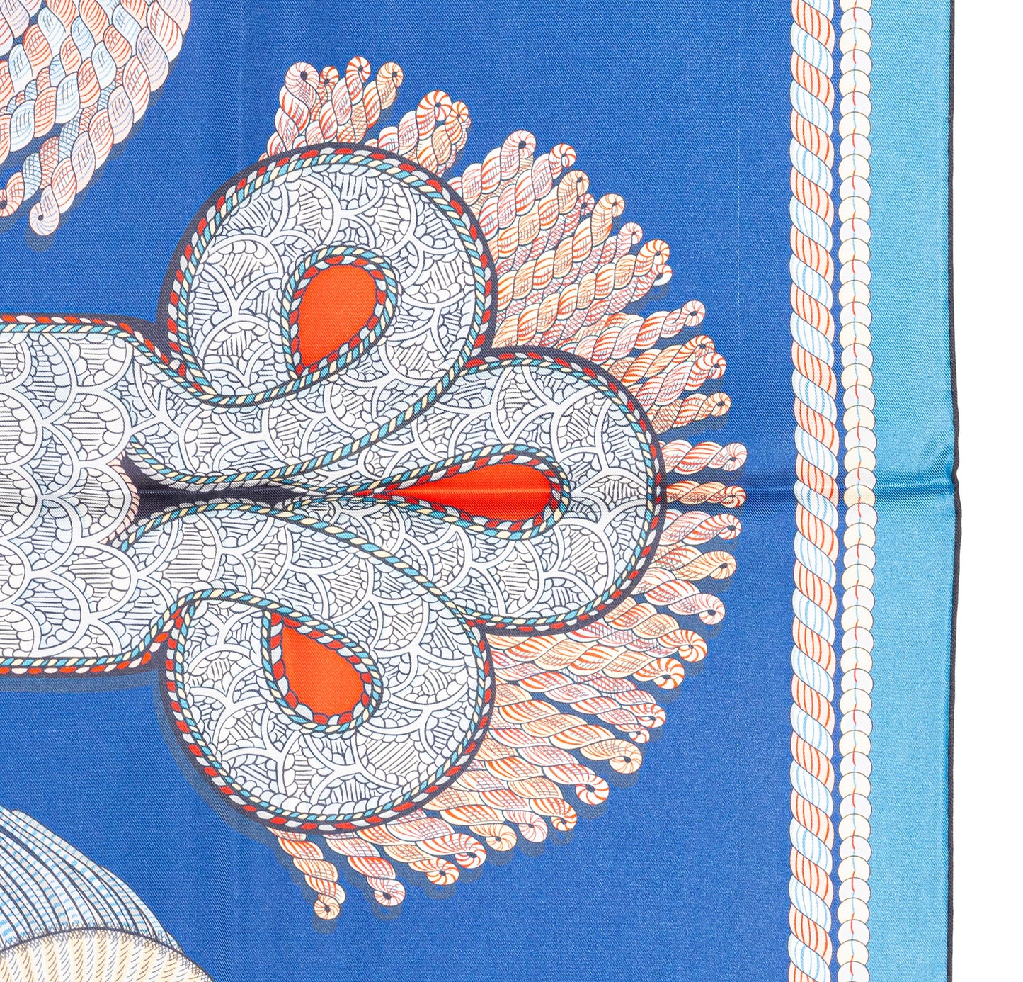 Hermes Scarf 90 Epaulettes de Gala - Double Face - Marine Bleu Azure - New - 2511041820