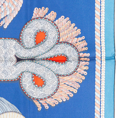 Hermes Scarf 90 Epaulettes de Gala - Double Face - Marine Bleu Azure - New - 2511041820