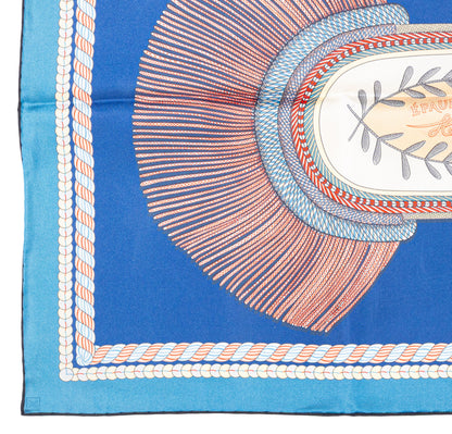 Hermes Scarf 90 Epaulettes de Gala - Double Face - Marine Bleu Azure - New - 2511041820