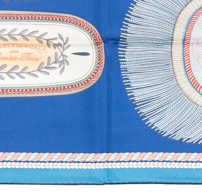 Hermes Scarf 90 Epaulettes de Gala - Double Face - Marine Bleu Azure - New - 2511041820