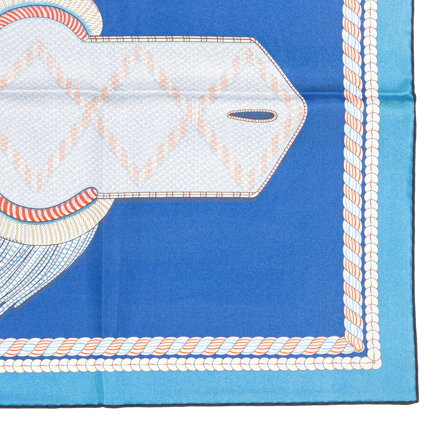 Hermes Scarf 90 Epaulettes de Gala - Double Face - Marine Bleu Azure - New - 2511041820