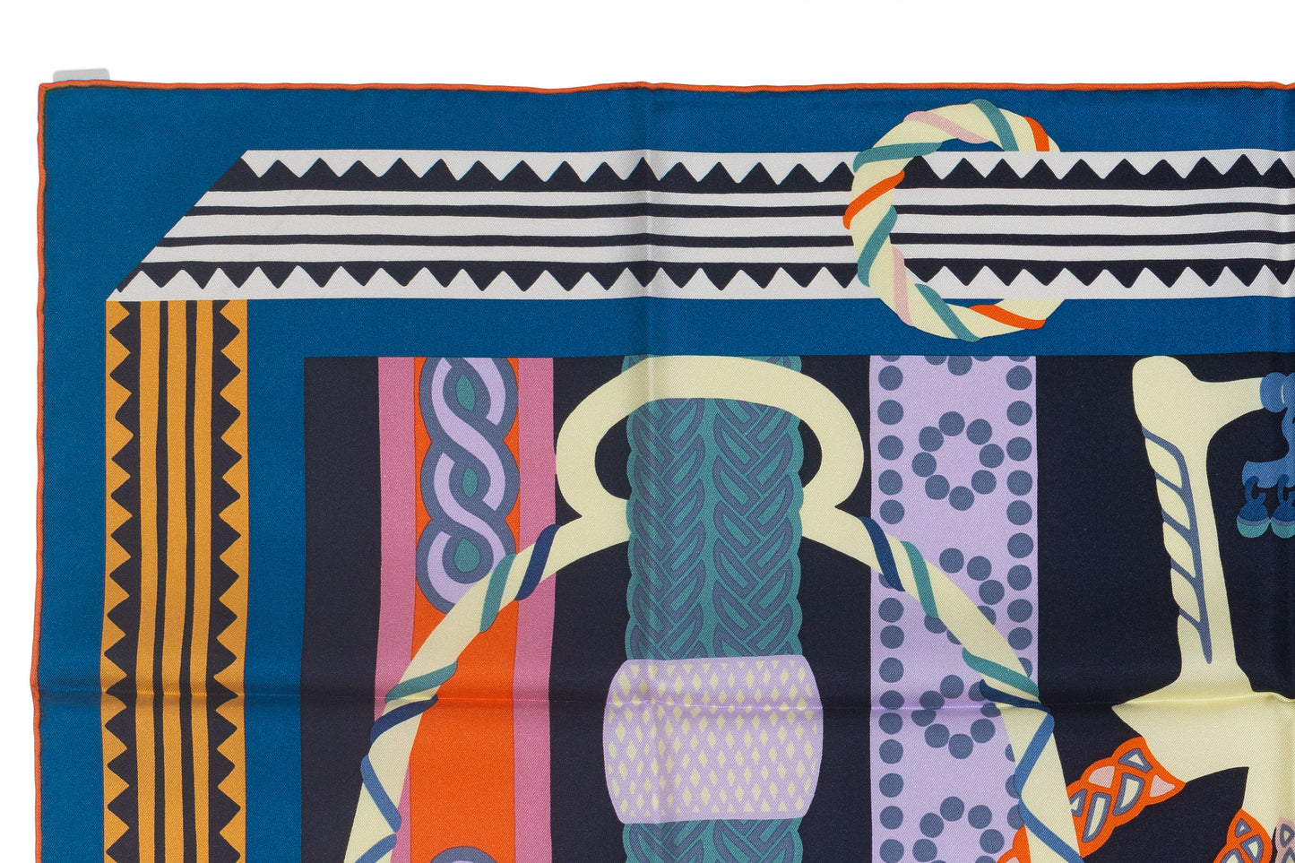 Hermes Scarf 90 Fantaisie D Etriers Cobalt Marine New Store Tag