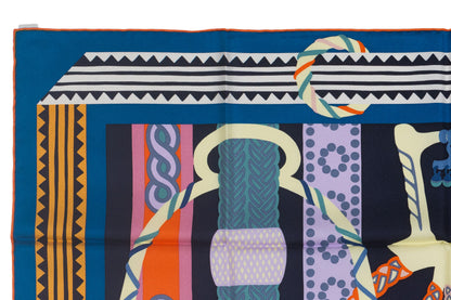Hermes Scarf 90 Fantaisie D Etriers Cobalt Marine New Store Tag
