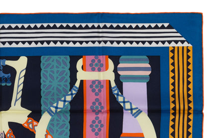 Hermes Scarf 90 Fantaisie D Etriers Cobalt Marine New Store Tag
