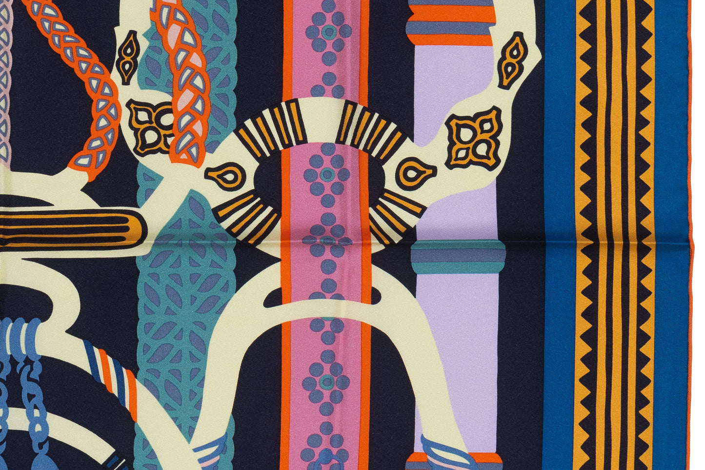 Hermes Scarf 90 Fantaisie D Etriers Cobalt Marine New Store Tag