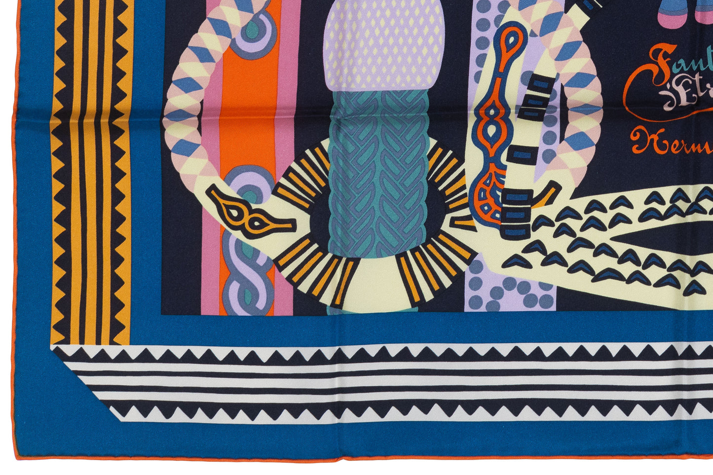 Hermes Scarf 90 Fantaisie D Etriers Cobalt Marine New Store Tag
