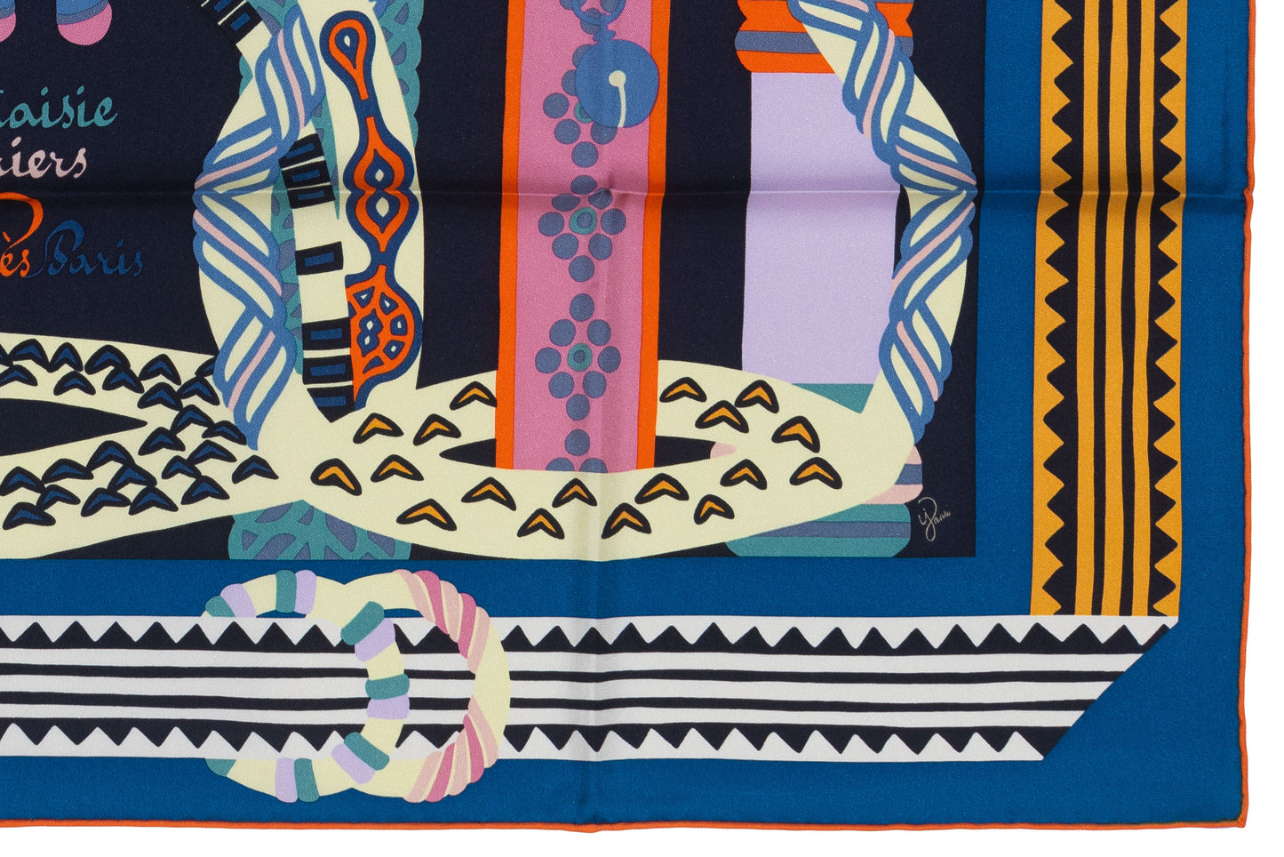 Hermes Scarf 90 Fantaisie D Etriers Cobalt Marine New Store Tag