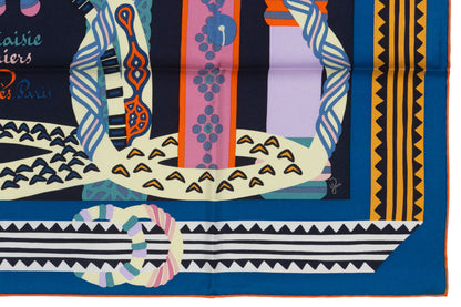 Hermes Scarf 90 Fantaisie D Etriers Cobalt Marine New Store Tag