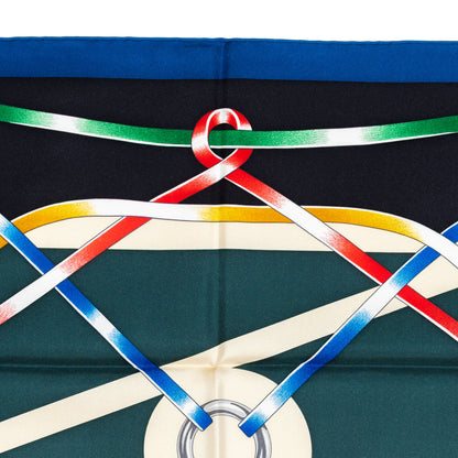 Hermes Scarf 90 Figure Artistique – Marine – Noir – NWSTS - 2508161552