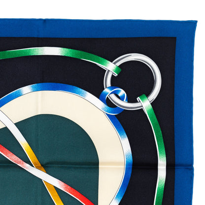 Hermes Scarf 90 Figure Artistique – Marine – Noir – NWSTS - 2508161552