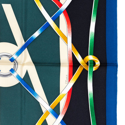 Hermes Scarf 90 Figure Artistique – Marine – Noir – NWSTS - 2508161552