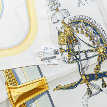 Hermes Silk Scarf Grand Apparat – Crème – Or – NWST - 2508161705
