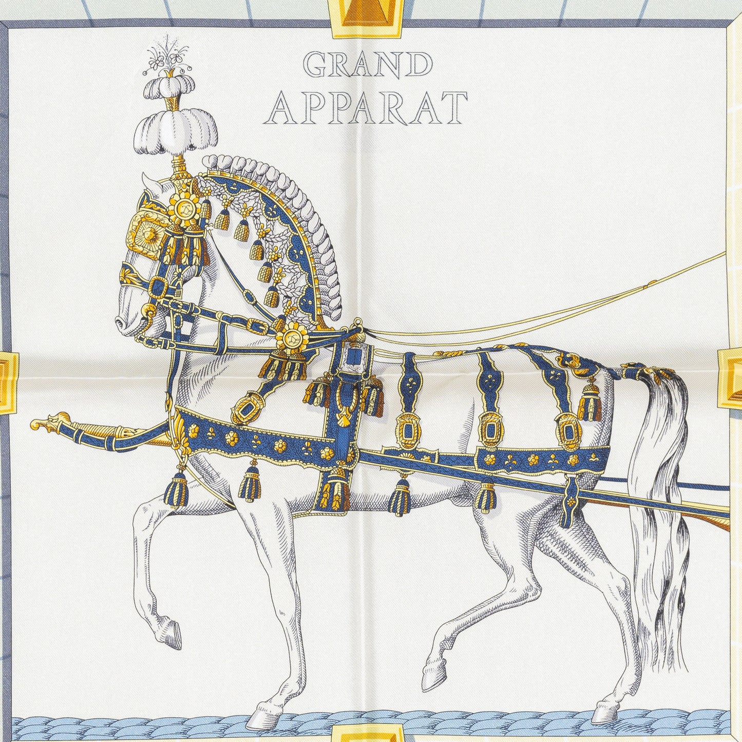 Hermes Silk Scarf Grand Apparat – Crème – Or – NWST - 2508161705