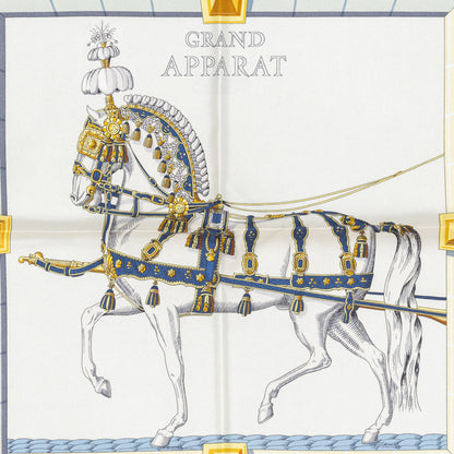 Hermes Silk Scarf Grand Apparat – Crème – Or – NWST - 2508161705