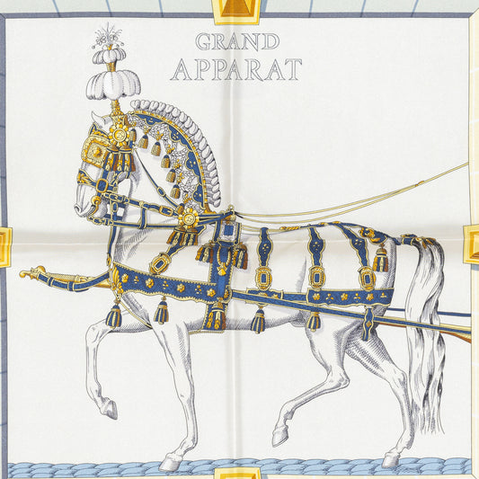 Hermes Silk Scarf Grand Apparat – Crème – Or – NWST - 2508161705