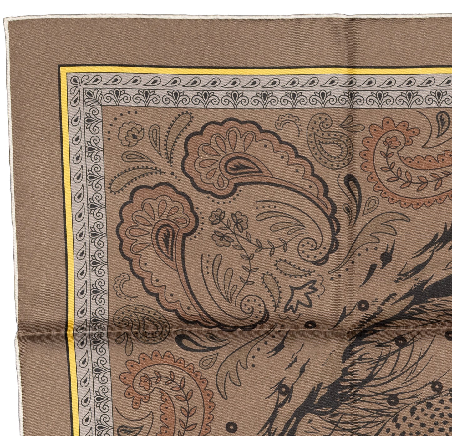 Hermes Silk Scarf Guepards Bandana - Double Face - Gris Perle Orange - NWSTS - 2604131904