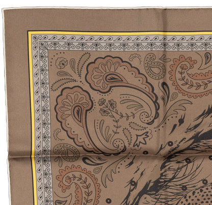 Hermes Silk Scarf Guepards Bandana - Double Face - Gris Perle Orange - NWSTS - 2604131904
