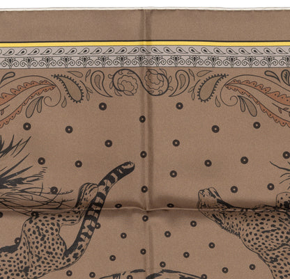 Hermes Silk Scarf Guepards Bandana - Double Face - Gris Perle Orange - NWSTS - 2604131904