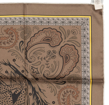 Hermes Silk Scarf Guepards Bandana - Double Face - Gris Perle Orange - NWSTS - 2604131904
