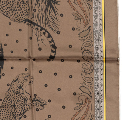 Hermes Silk Scarf Guepards Bandana - Double Face - Gris Perle Orange - NWSTS - 2604131904
