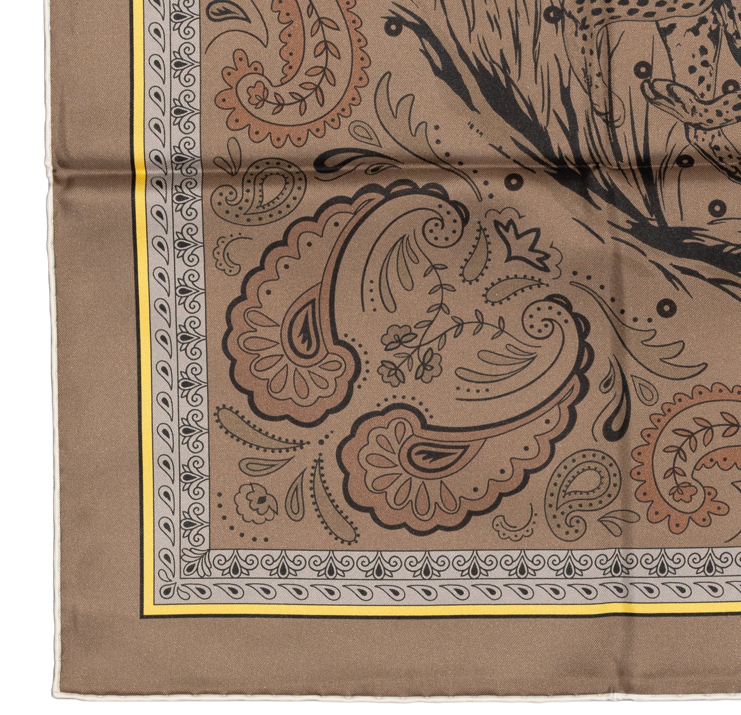 Hermes Silk Scarf Guepards Bandana - Double Face - Gris Perle Orange - NWSTS - 2604131904
