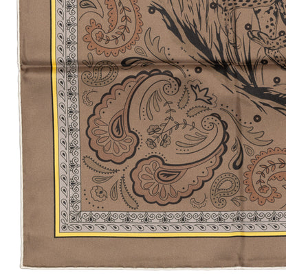 Hermes Silk Scarf Guepards Bandana - Double Face - Gris Perle Orange - NWSTS - 2604131904