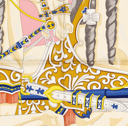 Hermes Silk Scarf Harnais De Coeur - Gris Perle Rose Bonbon - NWSTS - 2604131741