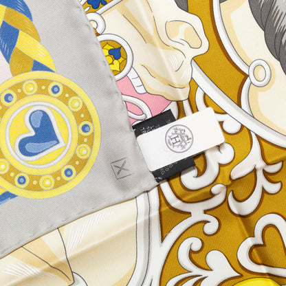 Hermes Silk Scarf Harnais De Coeur - Gris Perle Rose Bonbon - NWSTS - 2604131741