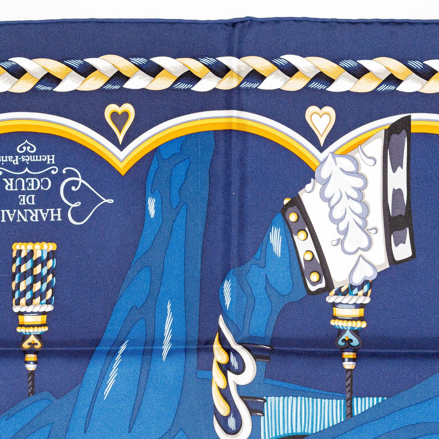 Hermes Scarf 90 Harnais de Coeur - Marine Fonce - NWSTS - 2601291132