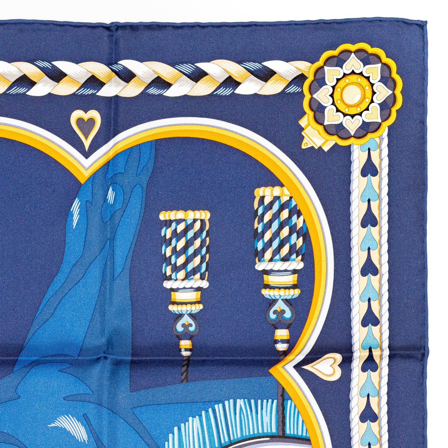 Hermes Scarf 90 Harnais de Coeur - Marine Fonce - NWSTS - 2601291132