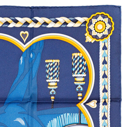 Hermes Scarf 90 Harnais de Coeur - Marine Fonce - NWSTS - 2601291132