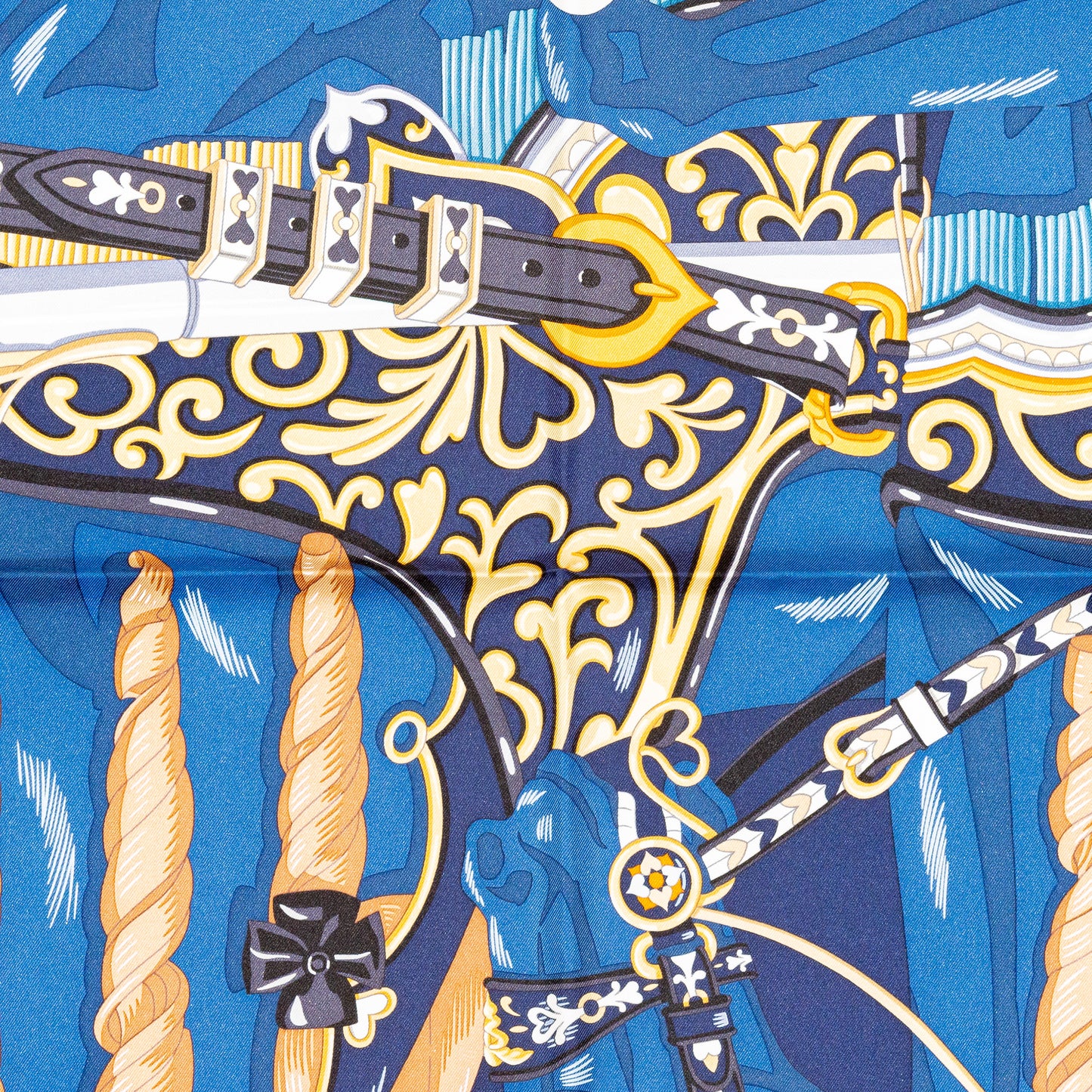 Hermes Scarf 90 Harnais de Coeur - Marine Fonce - NWSTS - 2601291132