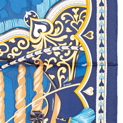 Hermes Scarf 90 Harnais de Coeur - Marine Fonce - NWSTS - 2601291132