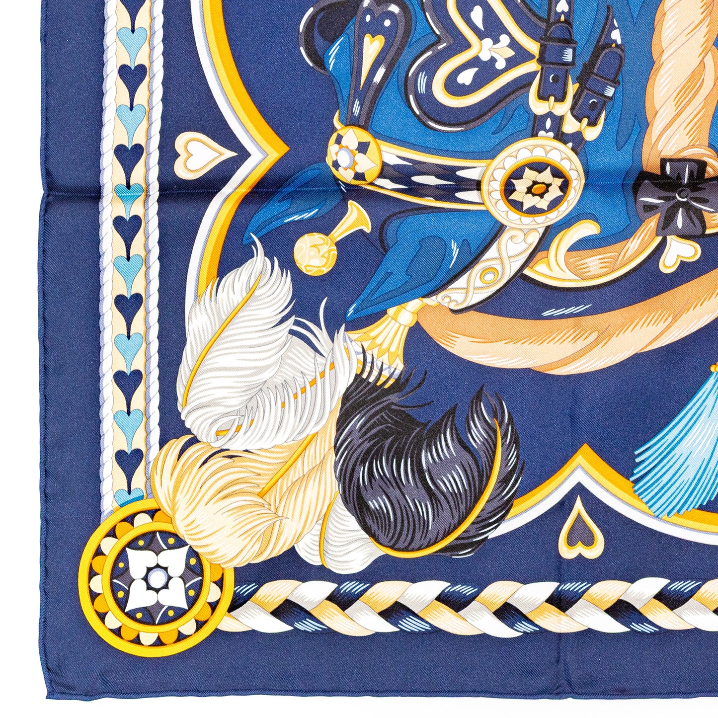 Hermes Scarf 90 Harnais de Coeur - Marine Fonce - NWSTS - 2601291132