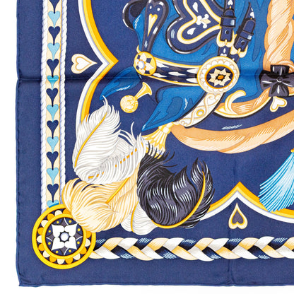Hermes Scarf 90 Harnais de Coeur - Marine Fonce - NWSTS - 2601291132