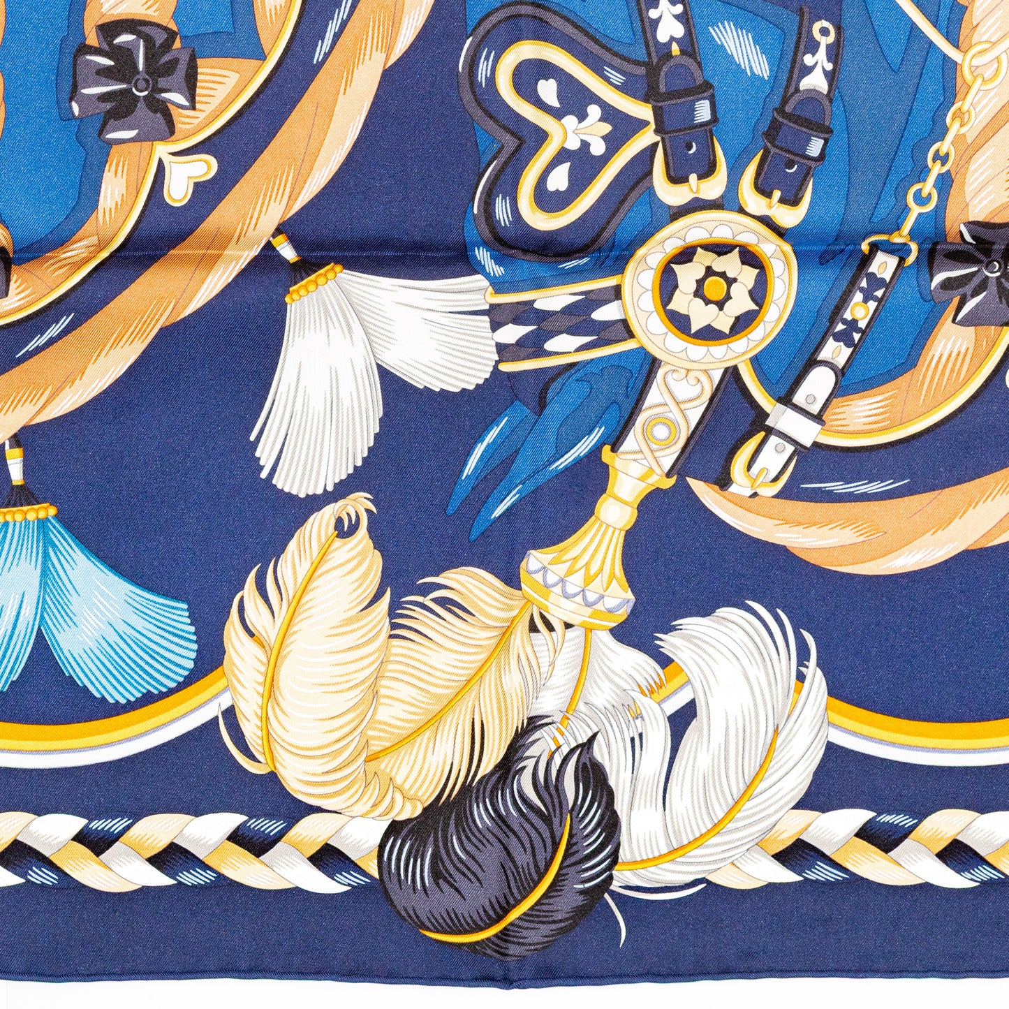 Hermes Scarf 90 Harnais de Coeur - Marine Fonce - NWSTS - 2601291132