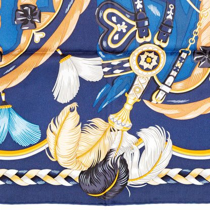 Hermes Scarf 90 Harnais de Coeur - Marine Fonce - NWSTS - 2601291132